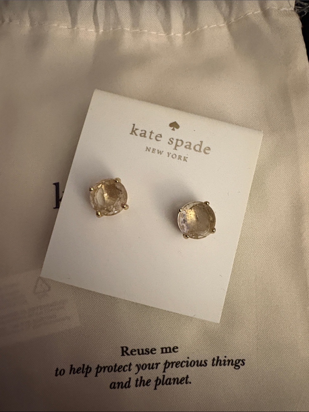Kate Spade Preowned Gold/ Champagne gumdrop studs